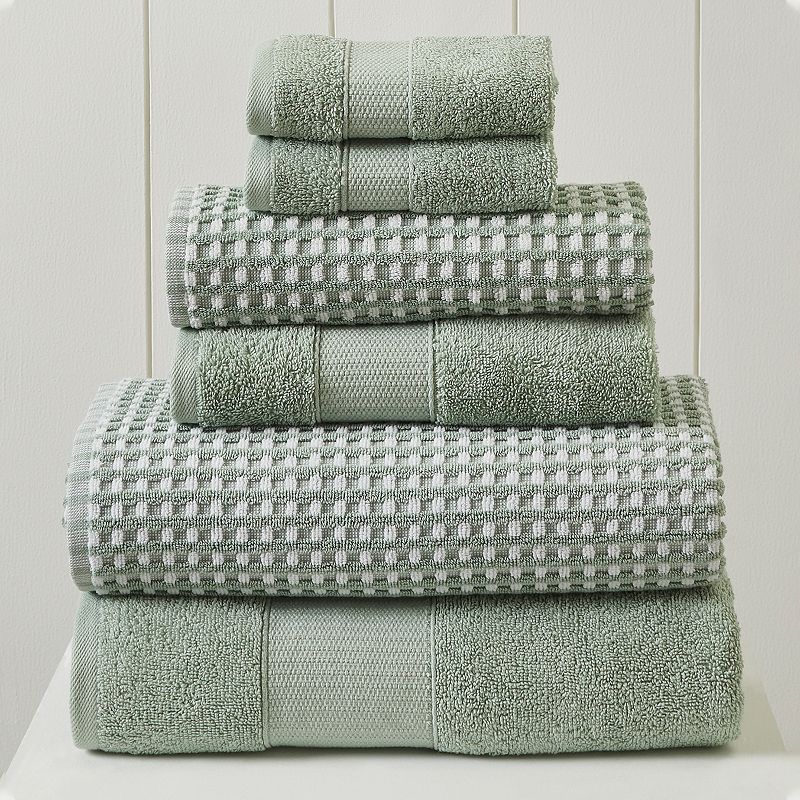 Amrapur Modern Threads Cobblestone 6-piece Bath Towel Set, Green, 6 Pc Set