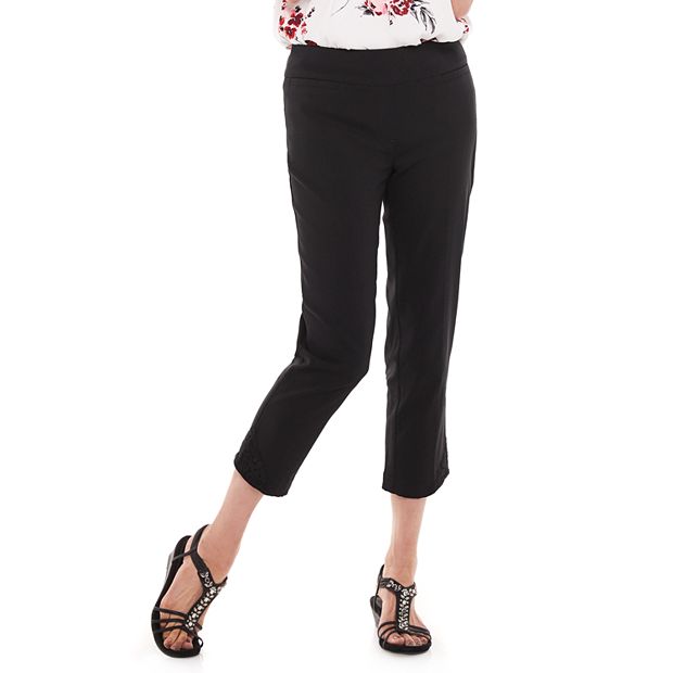 Women's Croft & Barrow® Millennium Tummy-Control Lace-Trim Crop Pants