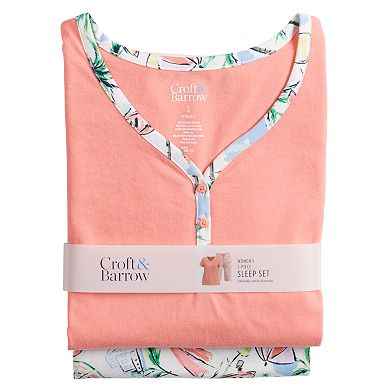 Women's Croft & Barrow® Henley & Skimmer Capris Pajama Set