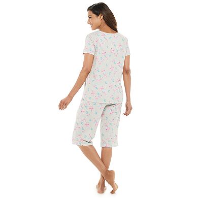 Women's Croft & Barrow® Henley & Skimmer Capris Pajama Set