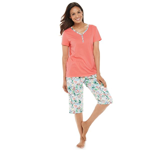 Women's Croft & Barrow® Henley & Skimmer Capris Pajama Set