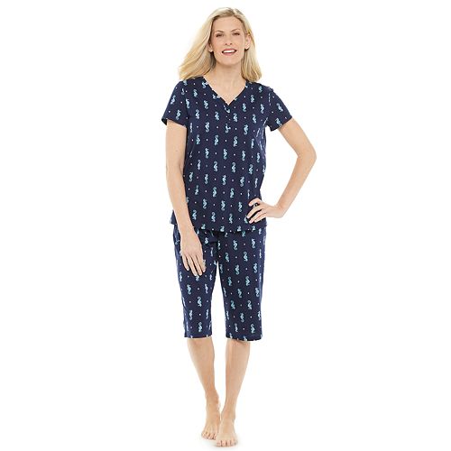 Women's Croft & Barrow® Henley & Skimmer Capris Pajama Set