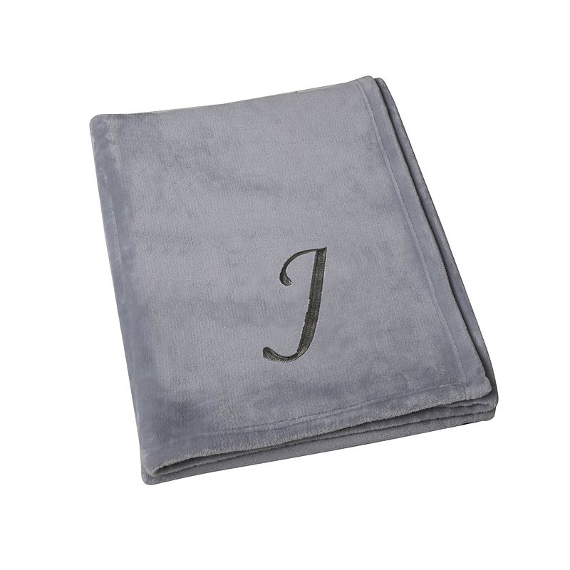 Swift Home Embroidered Monogram Throw Blanket, Grey