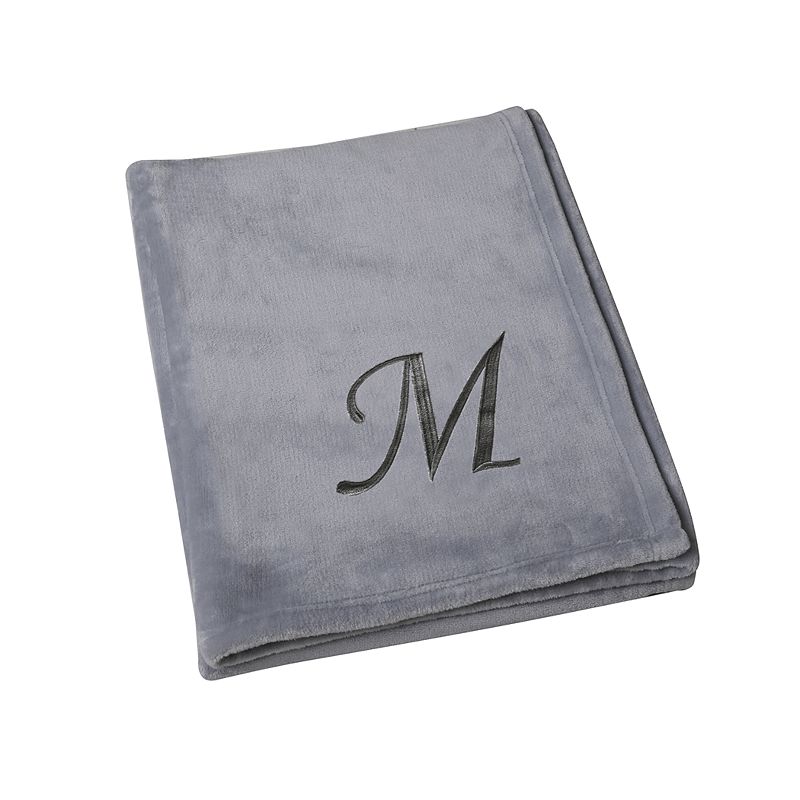 Swift Home Embroidered Monogram Throw Blanket, Grey