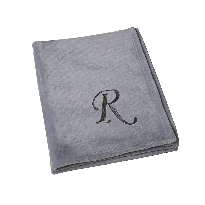 Swift Home Embroidered Monogram Throw Blanket, Grey