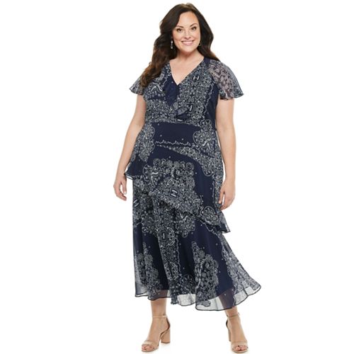 Plus Size Chaps Maxi Dress With Ruffle Detail