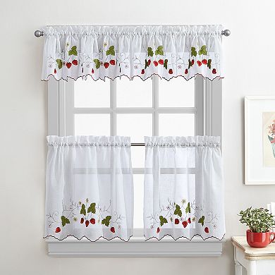 CHF Strawberry Garden Window Curtain Tier Set