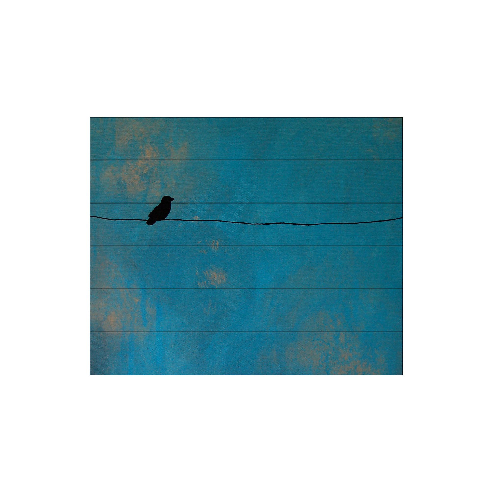 Trademark Fine Art Lone Bird Blue Wood Slat Wall Art, Multi