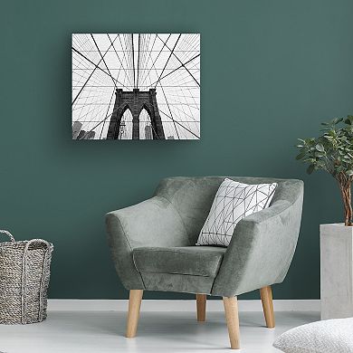Trademark Fine Art NYC Brooklyn Bridge Wood Slat Wall Art