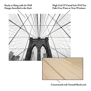 Trademark Fine Art NYC Brooklyn Bridge Wood Slat Wall Art