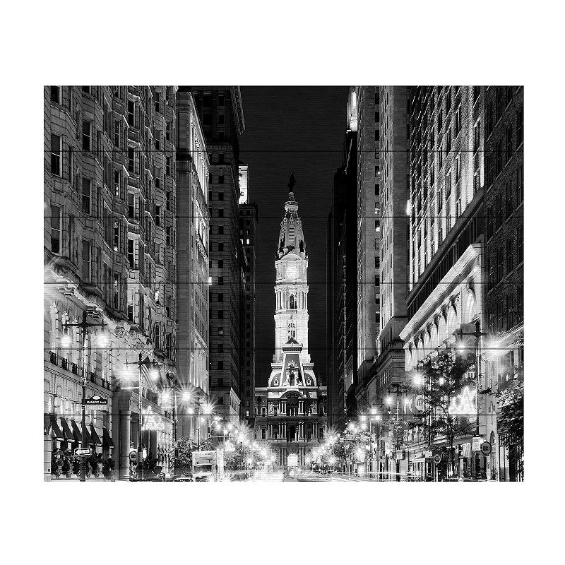 Trademark Fine Art City Hall Philadelphia Buildings Wood Slat Wall Art, Mul