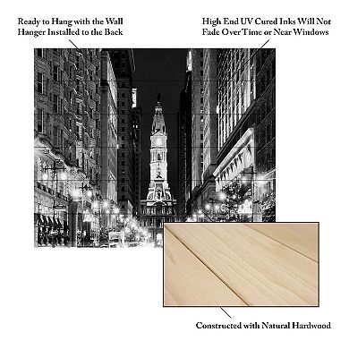 Trademark Fine Art City Hall Philadelphia Buildings Wood Slat Wall Art