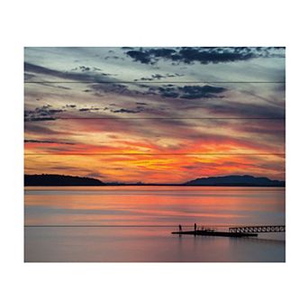 Trademark Fine Art Sunset Pier Wood Slat Wall Art