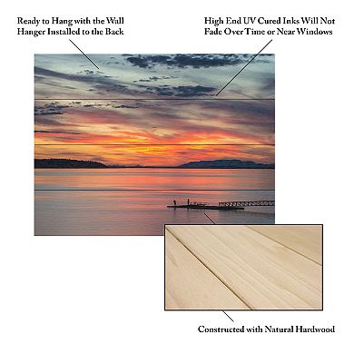 Trademark Fine Art Sunset Pier Wood Slat Wall Art