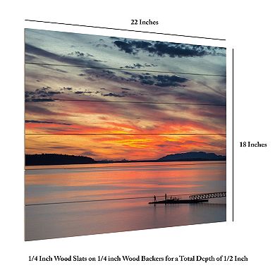 Trademark Fine Art Sunset Pier Wood Slat Wall Art