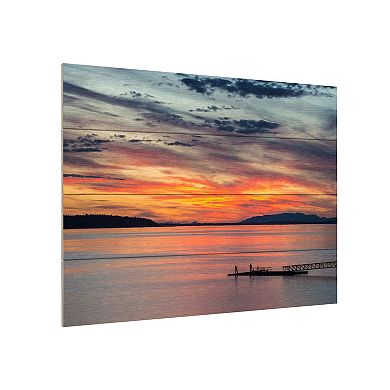 Trademark Fine Art Sunset Pier Wood Slat Wall Art