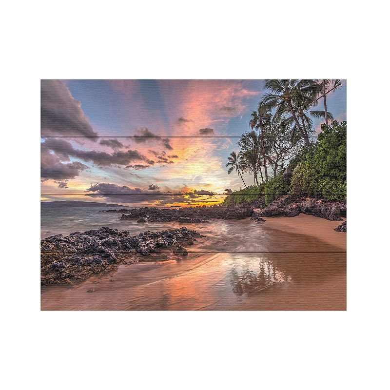 Trademark Fine Art Hawaiian Sunset Wonder Wood Slat Wall Art, Multicolor, 