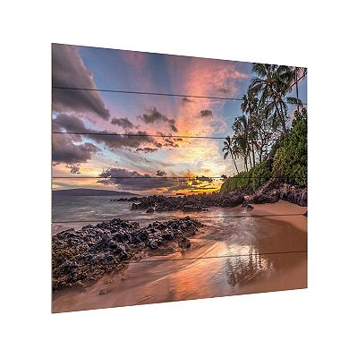 Trademark Fine Art Hawaiian Sunset Wonder Wood Slat Wall Art