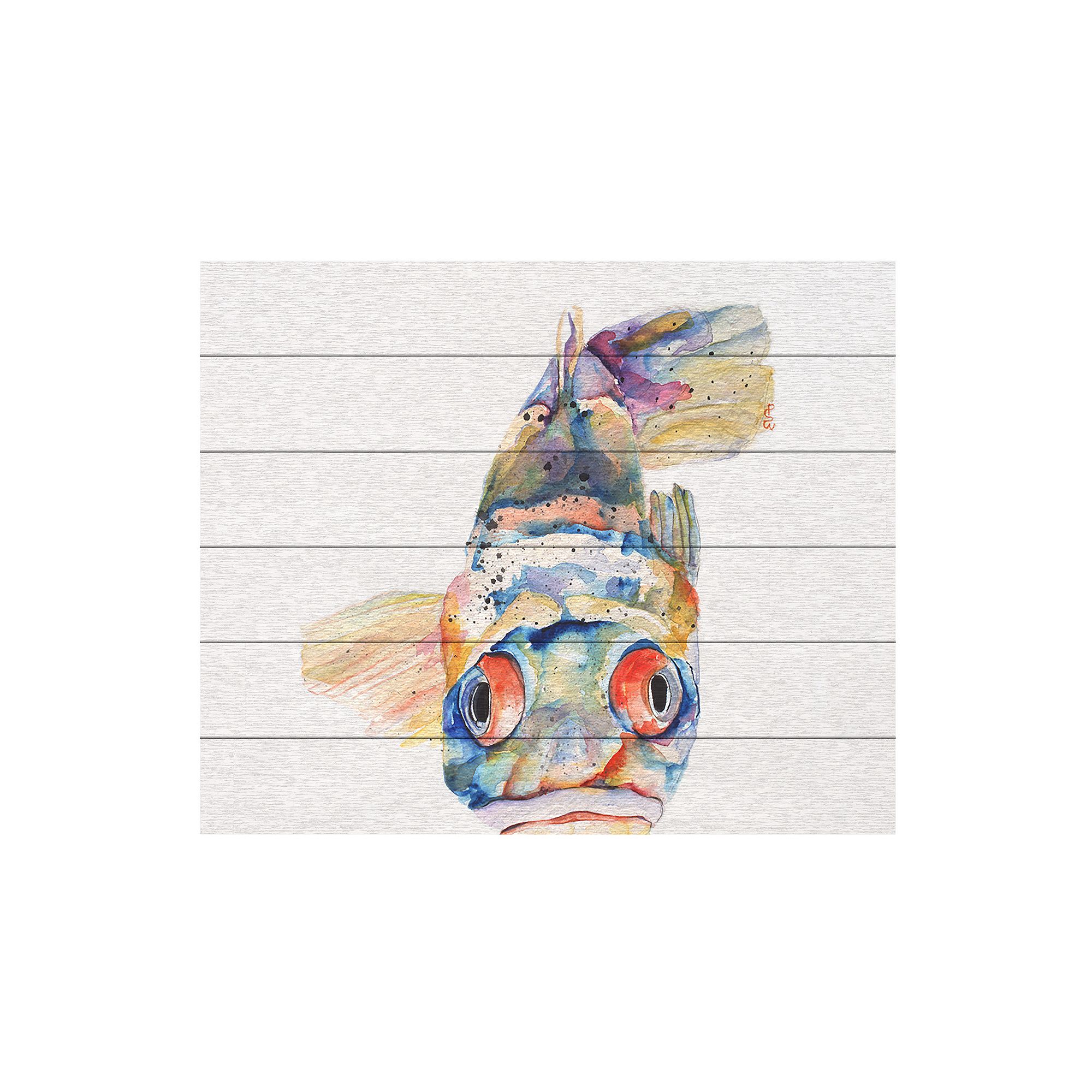 Trademark Fine Art White Blue Fish Wood Slat Wall Art, Multi