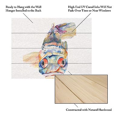 Trademark Fine Art White Blue Fish Wood Slat Wall Art