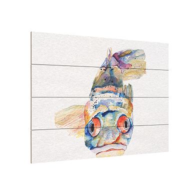 Trademark Fine Art White Blue Fish Wood Slat Wall Art