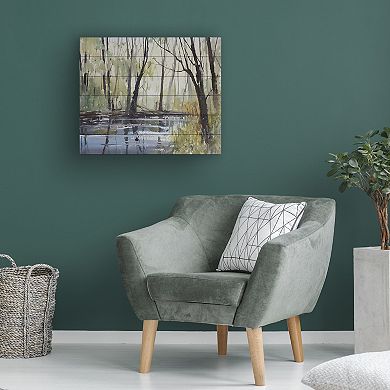Trademark Fine Art Pine River Reflections Wood Slat Wall Art