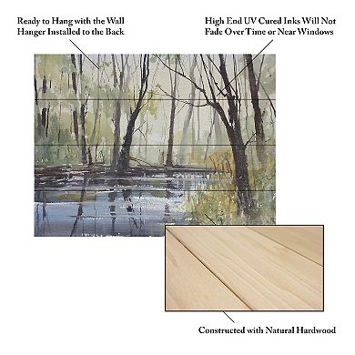 Trademark Fine Art Pine River Reflections Wood Slat Wall Art