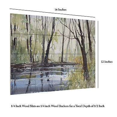 Trademark Fine Art Pine River Reflections Wood Slat Wall Art