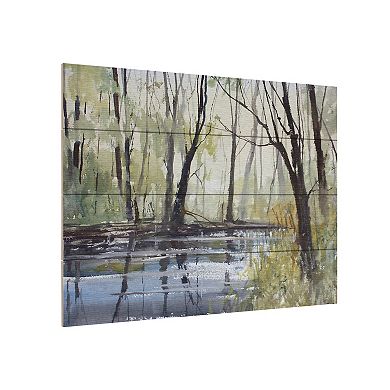 Trademark Fine Art Pine River Reflections Wood Slat Wall Art