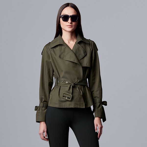 Simply Vera Cropped Trench Coat, Cropped Trench Coat Ladies