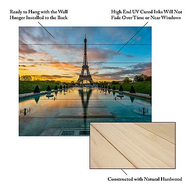 Trademark Fine Art Sunrise in Paris Wood Slat Wall Art