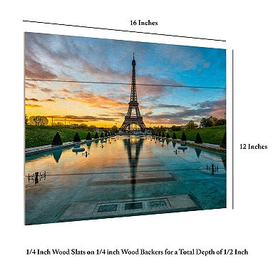 Trademark Fine Art Sunrise in Paris Wood Slat Wall Art