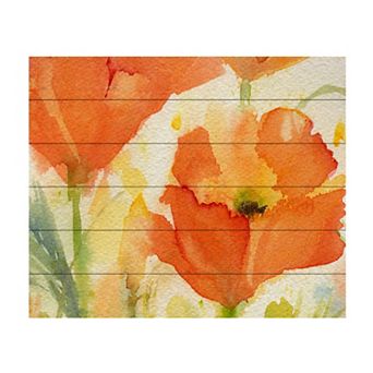 Trademark Fine Art Field of Poppies Golden Wood Slat Wall Art
