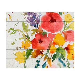 Trademark Fine Art Bright Flowers Wood Slat Wall Art