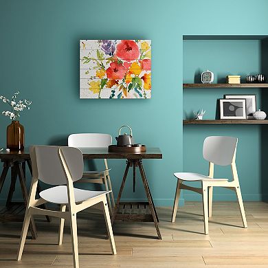 Trademark Fine Art Bright Flowers Wood Slat Wall Art