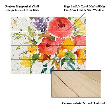 Trademark Fine Art Bright Flowers Wood Slat Wall Art