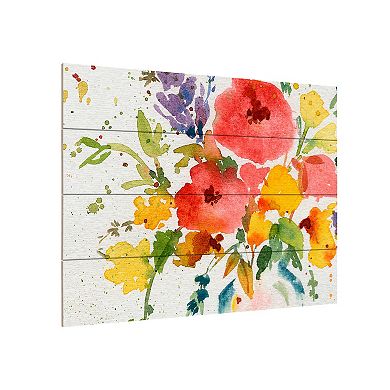 Trademark Fine Art Bright Flowers Wood Slat Wall Art