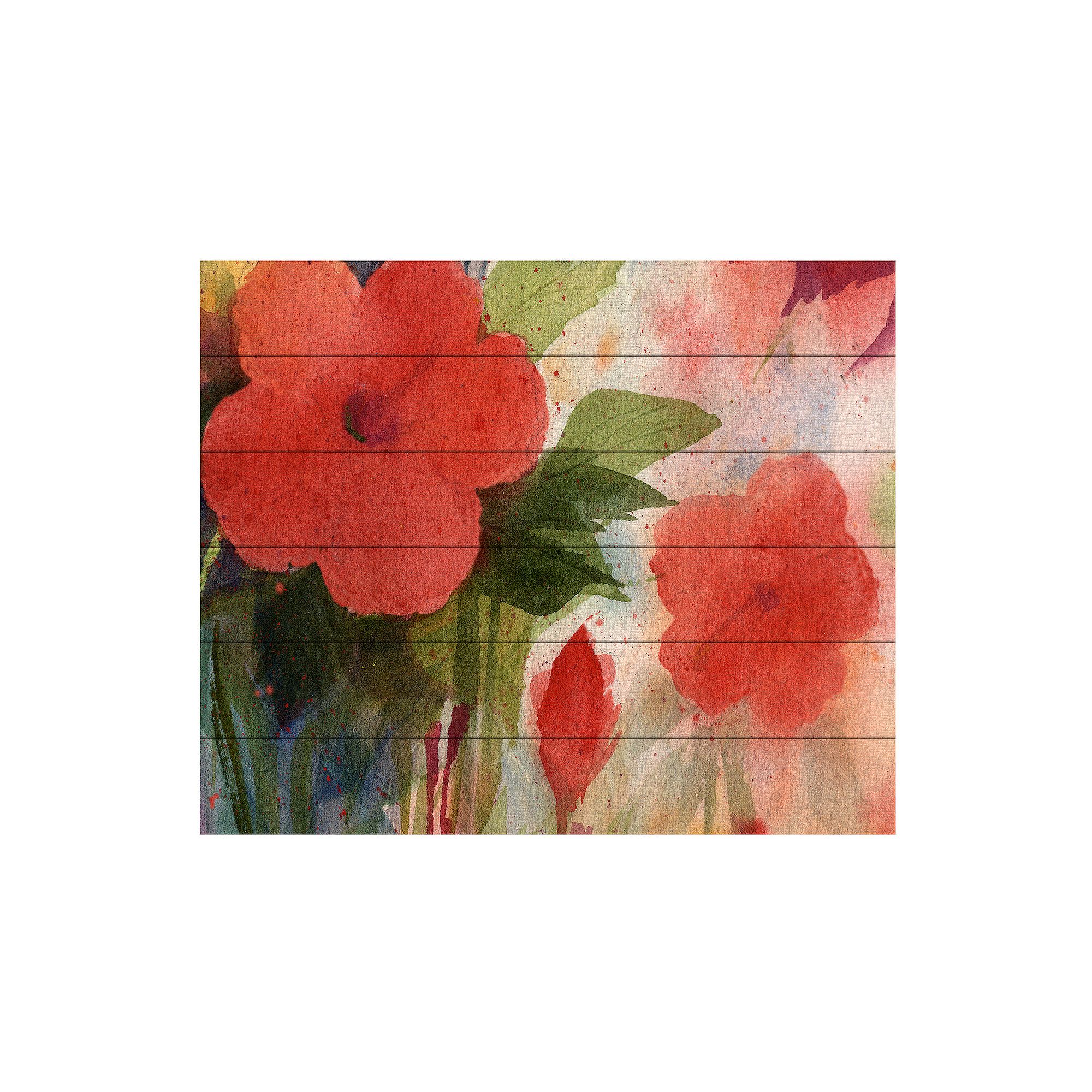 Trademark Fine Art Red Blossoms Wood Slat Wall Art, Multi
