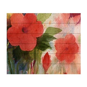 Trademark Fine Art Red Blossoms Wood Slat Wall Art
