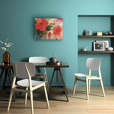 Trademark Fine Art Red Blossoms Wood Slat Wall Art