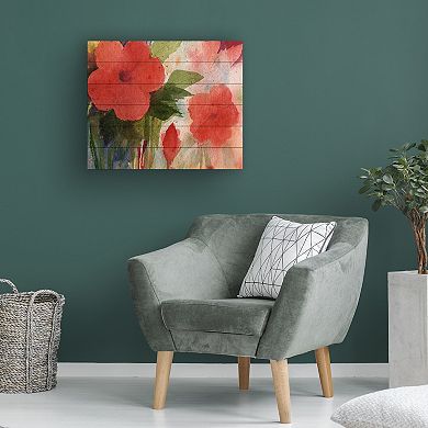 Trademark Fine Art Red Blossoms Wood Slat Wall Art