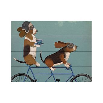 Trademark Fine Art Fab Funky 'Basset Hound Tandem' Wood Slat Art
