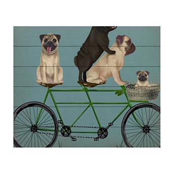 Trademark Fine Art Fab Funky 'Pug Tandem' Wood Slat Art