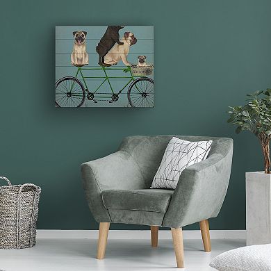 Trademark Fine Art Fab Funky 'Pug Tandem' Wood Slat Art
