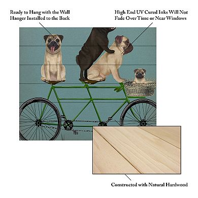 Trademark Fine Art Fab Funky 'Pug Tandem' Wood Slat Art