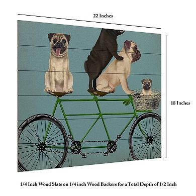 Trademark Fine Art Fab Funky 'Pug Tandem' Wood Slat Art