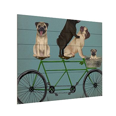 Trademark Fine Art Fab Funky 'Pug Tandem' Wood Slat Art