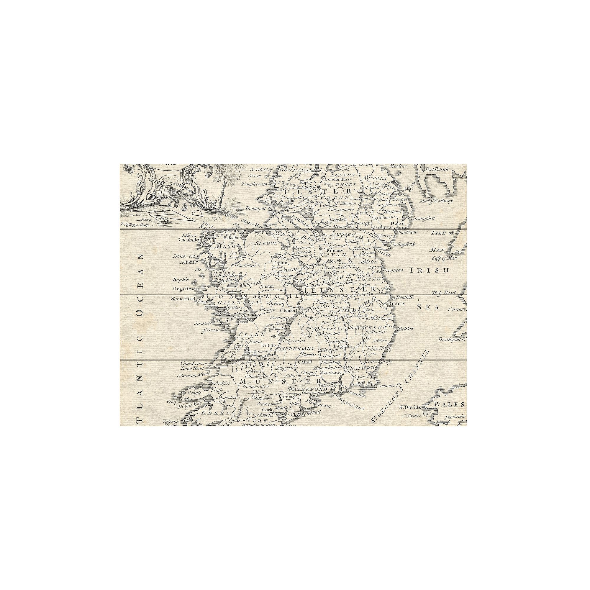 Trademark Fine Art T. Jeffreys Map Of Ireland Wood Slat Art, Multi