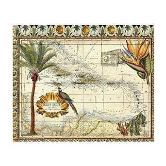 Trademark Fine Art Tropical Map Of West Indies Wood Slat Wall Art