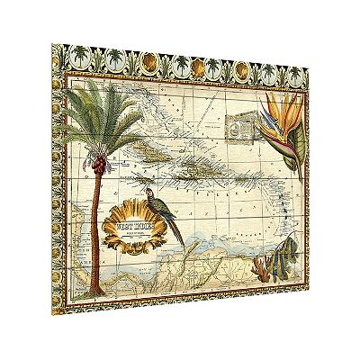 Trademark Fine Art Tropical Map Of West Indies Wood Slat Wall Art